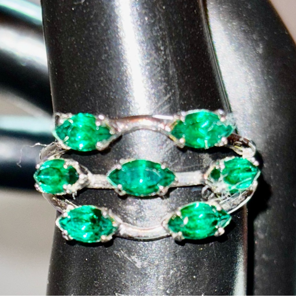 Sarah Coventry Silvertone Adjutable Ring With 7 G… - image 5